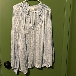 H&M Soft Blue Ruffle Blouse